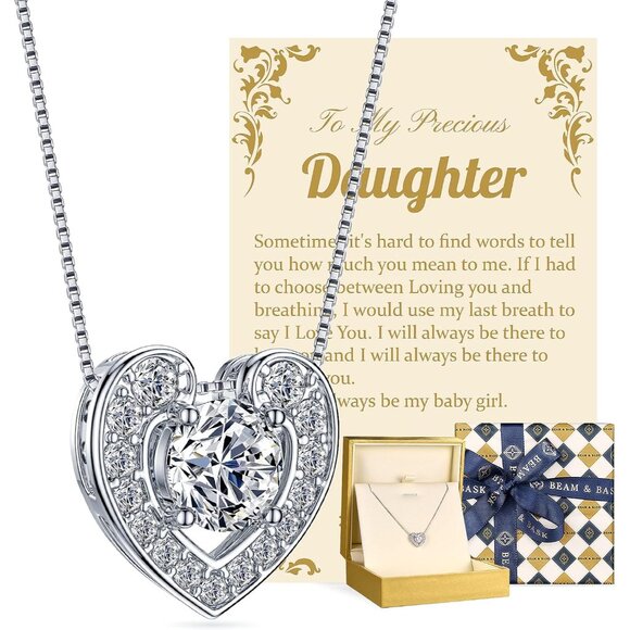 Love Heart Pendant Necklace 1 Carat Moissanite Silver Gift for Daughter - Picture 1 of 8